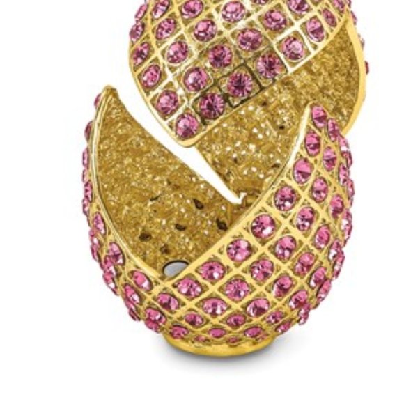 Jere Pewter Bejeweled Pink Crystal Pineapple Gold-tone Friendship Trinket Box - Picture 4 of 4